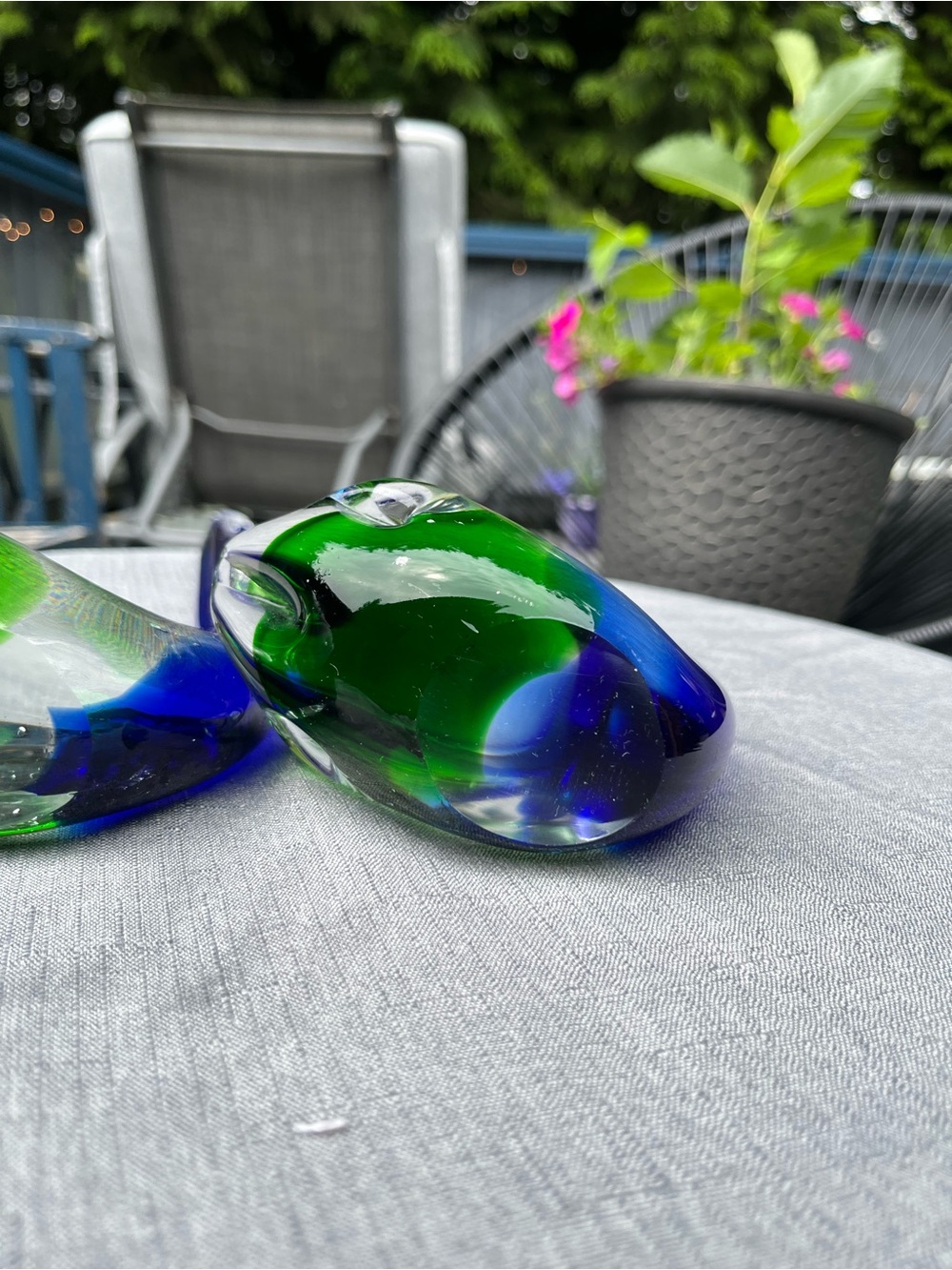 Vintage Murano Style Glass Bird Figurines Pair Blue Green Sommerso - Picture 11 of 16